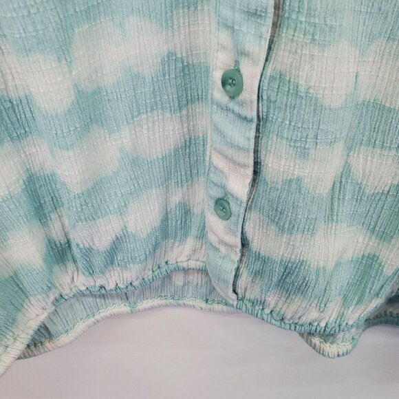Lane Bryant Button Front Blouse Plus 26/28 Blue‎ White Boho Tie Dye Lightweight - Picture 7 of 15